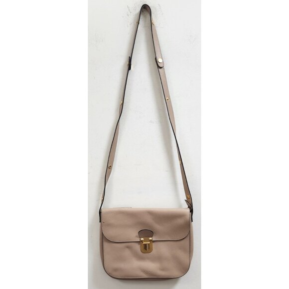 Marni Beige Leather Pushlock Saddle Shoulder Crossbody Bag Adjustable Strap - Picture 3 of 16